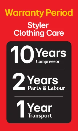 Styler Clothing Care Warranty Information